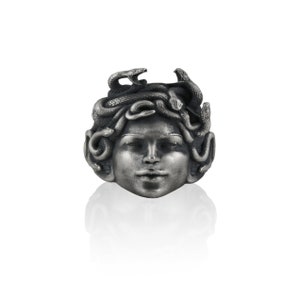 Handmade Sterling Silver Medusa Ring: Gothic Biker Jewelry