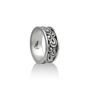 Waves Nature Ring for Men in Sterling Silver, Japanese Ring, Japanese Art, Men Wedding Jewelry, Anniversary Ring, Waves Ring, Ocean Ring