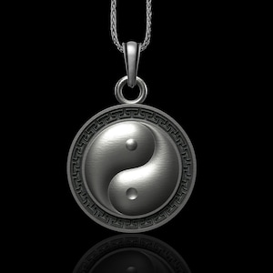 Oxidized Sterling Silver Ying Yang Necklace: Chinese Medallion
