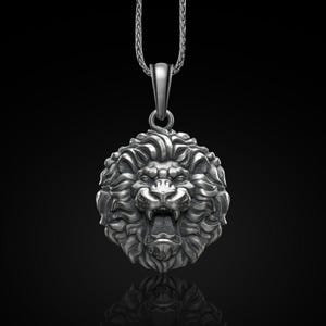 Wild Roar Lion Silver Mens Necklace, Best Lion Men Necklace, African Lion Charm With Chain, BestFriend Gift Necklace, Lion Gift