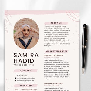 Fashion Designer Resume Template, Modern Editable Canva CV Design, Minimalist and ATS-Friendly Resume for Creative Job Seekers