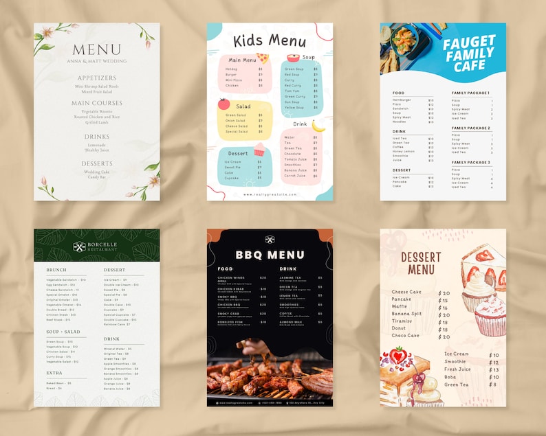 Canva Menu Template Editable Template Menu Printable Menu - Etsy Canada