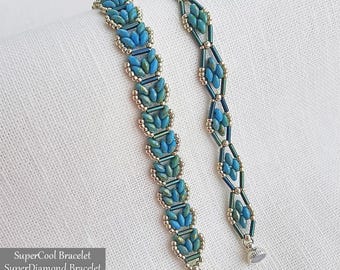 2 Perlen Anleitungen, Super Cool Armband und Super Diamant Armband, SuperDuo Perlenmuster