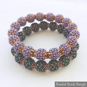 BEADED BEADS BANGLE - Beading Tutorial - Tubular Peyote and Netting Bead Pattern - Beaded rope tutorial