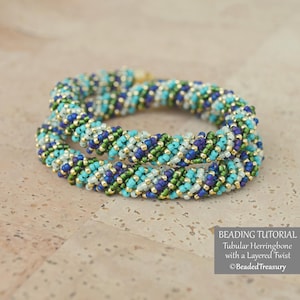 RÖRFORMAT SILLBENSMÖRKE med en lager-på-lager-twist - Handledning för seed beads - Strukturerat spiralmönster med rep - Handledning för pärlhalsband