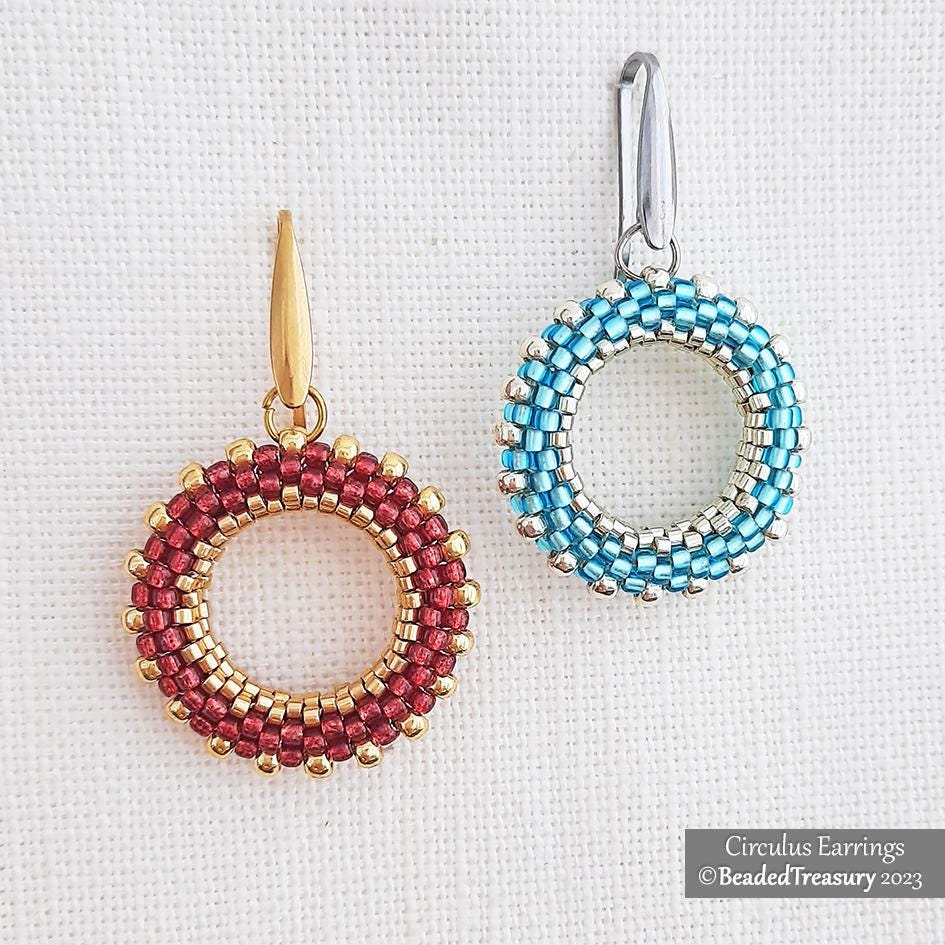 Round Ear Pattern CIRCULUS EARRINGS - Minimalist Spectacular Geometric Beading Tutorial ...