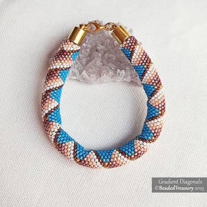 GRADIENT DIAGONALS BRACELET - Even Count Tubular Peyote Stitch Pattern - Delica seed beads pattern - Beaded rope tutorial - Instant Download