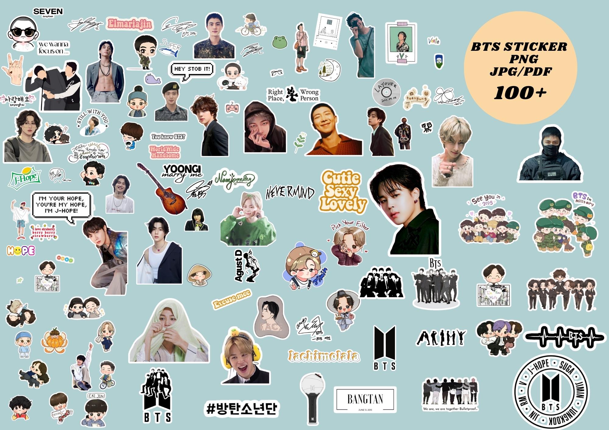 BTS STICKER Pack bts Meme Sticker bts Printable Stickers 100 bts Prints