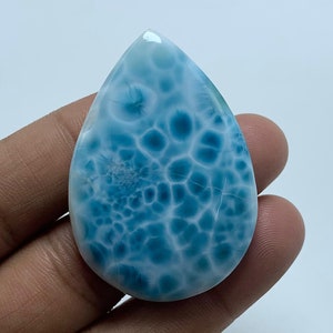 Top Quality AAA+++ Big Cabochon Larimar, Pear Shape Larimar Cabochon Gemstone, Dominican Republic, Natural Blue Larimar Cabochon Gemstone