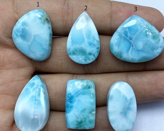Piedra preciosa de Larimar natural, Cabujón de Larimar del cielo azul, Piedra preciosa suelta de Larimar natural de pectolita de piedra de República Dominicana, Piedra preciosa hecha a mano