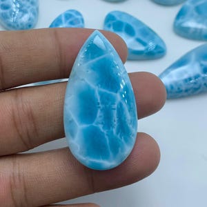 AAA+++ Top Quality Big Larimar Cabochon Gemstone, Natural Blue Larimar Cabochon Gemstone, Dominican Republic Pear Shape, Loose Cabs Gemstone
