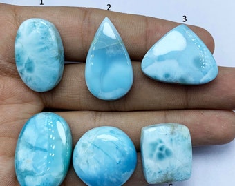 Blue Larimar Gemstone Cabochon, Mix Shape Pectolite, Handmade