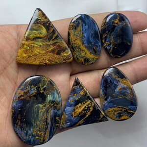 Utmärkt Pietersit Cabochon Ädelsten av högsta kvalitet, Naturlig Pietersit Ädelsten, Cabochon av blandade former, Ädelsten Pietersit, För Smycken bild 2