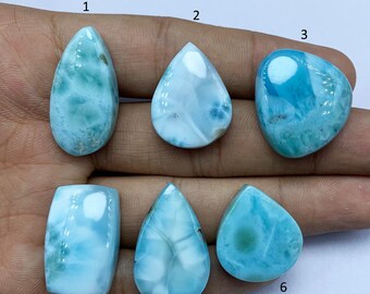 Blue Larimar Cabochon, Pectolite Gemstone, Handmade Loose Stone