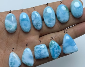 Natural Larimar Cabochon, Dominican Republic Sky Blue Gemstone
