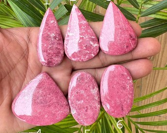 Högkvalitativ thulitcabochon, naturlig rosa thulitcabochon, platt lös thulitcabochon för smyckestillverkning