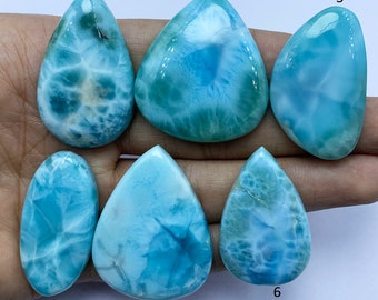 Hoge kwaliteit Larimar edelsteen, natuurlijke Larimar Dominicaanse Republiek edelsteen, unieke Larimar edelsteen, mooie blauwe kleur edelsteen cabochon,