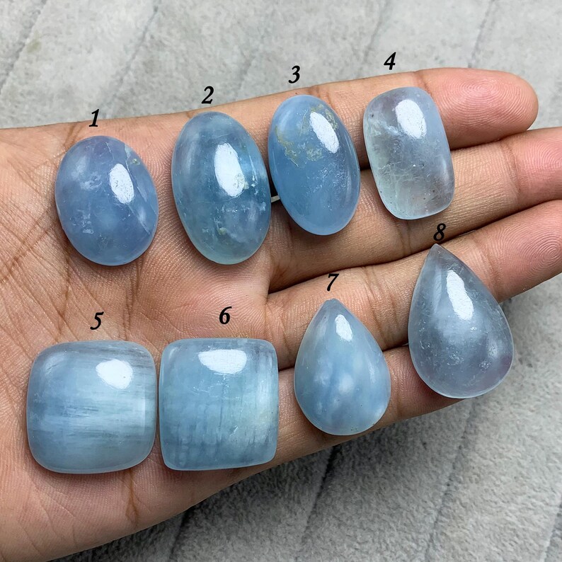 Aquamarine Gemstone Cabochons, Good Quality Natural Blue Aquamarine