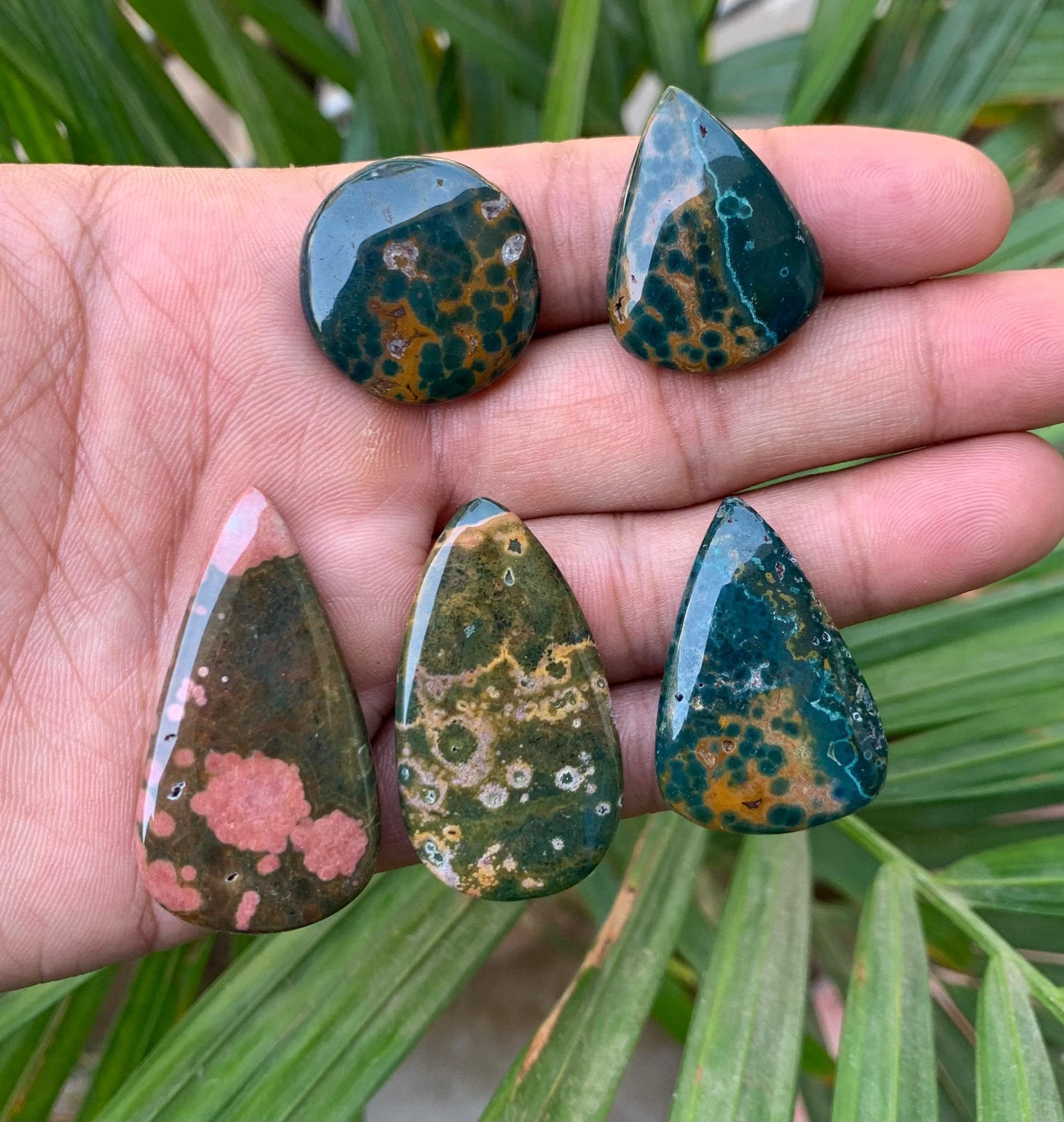 Brown Ocean Jasper Stone, Ocean Cabochon Loose Gemstone Brown
