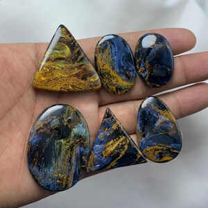 Utmärkt Pietersit Cabochon Ädelsten av högsta kvalitet, Naturlig Pietersit Ädelsten, Cabochon av blandade former, Ädelsten Pietersit, För Smycken bild 6