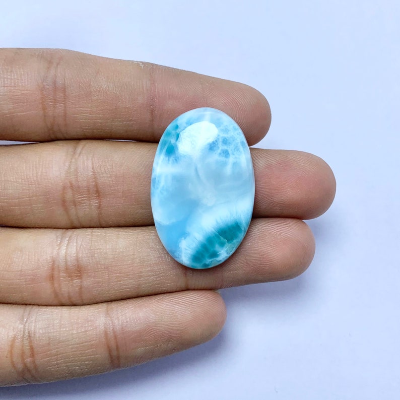 Natürlicher Larimar Cabochon loser Edelstein, AAA-Qualitäts-Mix-Form-Stein, flache Rückseite Larimar Cabochon für die Herstellung von Schmuck Großhandel Edelstein 31x20x5 MM 6.30 GM