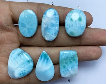 Natural Larimar Cabochon, Blue Pectolite Gemstone, Handmade Jewelry Making