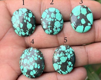 Natural Tibetan Turquoise Cabochon, Oval Gemstone for Jewelry Making