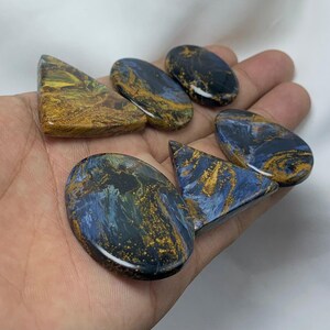 Utmärkt Pietersit Cabochon Ädelsten av högsta kvalitet, Naturlig Pietersit Ädelsten, Cabochon av blandade former, Ädelsten Pietersit, För Smycken bild 3