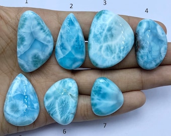 Grande pierre précieuse de couleur bleue en larimar cabochon, grande qualité AAA + + cabochon de larimar de grande qualité, République dominicaine, pierre précieuse en vrac Larimar, à utiliser pour les bijoux