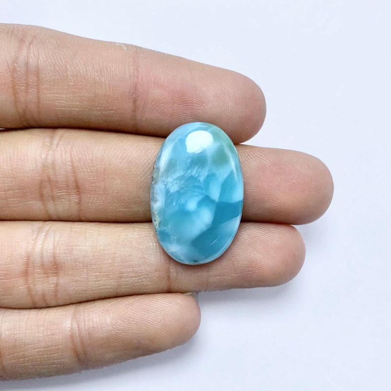 Natural Larimar Cabochon Gemstone, Blue Larimar Loose Gemstone, Handmade Cabochon Palam Flat Back Gemstone, Use For Making Jewelry 25x17x4 MM 4.15 GM