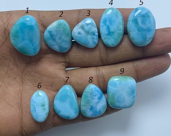 Natural Dominican Larimar Cabochon, Loose Sky Blue Gemstone, Jewelry Making