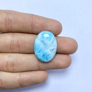 Natural Larimar Cabochon Gemstone, Blue Larimar Loose Gemstone, Handmade Cabochon Palam Flat Back Gemstone, Use For Making Jewelry 24x18x5 MM 4.35 GM