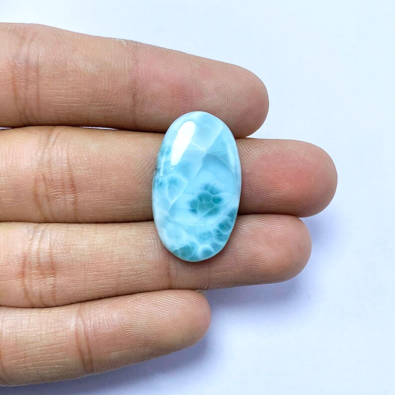 Natürlicher Larimar Cabochon loser Edelstein, AAA-Qualitäts-Mix-Form-Stein, flache Rückseite Larimar Cabochon für die Herstellung von Schmuck Großhandel Edelstein 26x15x5 MM 3.75 GM