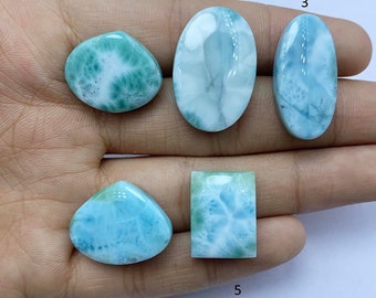 Schöner Larimar Cabochon, blaue Farbe Beste Qualität Larimar Edelstein, Dominikanische Republik Larimar Lose Edelstein, Cabochon Edelstein mit flacher Rückseite