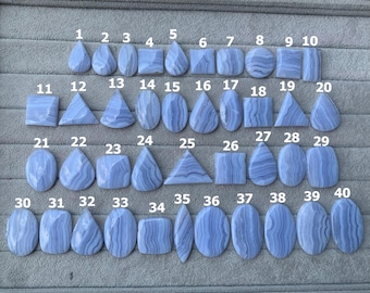 Naturlig blå spetsagat cabochon, blandade ädelstenar, designer blå spetsagat, blå spetsagat av högsta kvalitet, platt baksida blå spetsagat cabochons