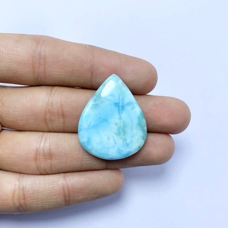 Natürlicher Larimar Cabochon loser Edelstein, AAA-Qualitäts-Mix-Form-Stein, flache Rückseite Larimar Cabochon für die Herstellung von Schmuck Großhandel Edelstein 30x25x5 MM 6.80 GM