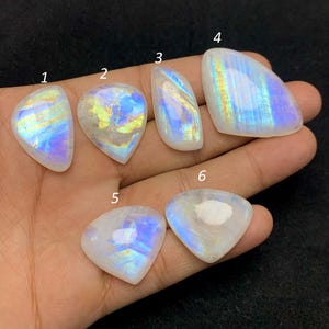 Multicolor Moonstone Cabochon, Natural Blue Fire Moonstone Gemstone, Mix Shape Cabochon, Loose Gemstone, Making For Jewelry