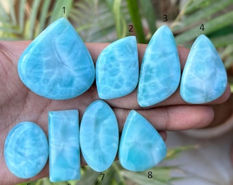 Naturlig Larimar Cabochon, Dominikanska republiken Lös Ädelsten, Platt Baksida Cabochon, Används Till Smycken