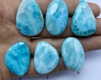 Natural Dominican Larimar Gemstone Cabochon, Blue Larimar
