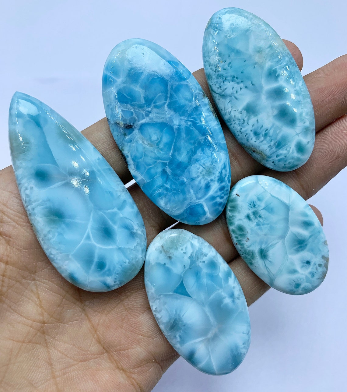Big Large Larimar Cabochon, Natural Larimar Dominican Republic Gemstone ...