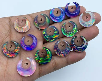 Aurora Opal Moon Cabochon, Multi Fire Doublet Gemstone