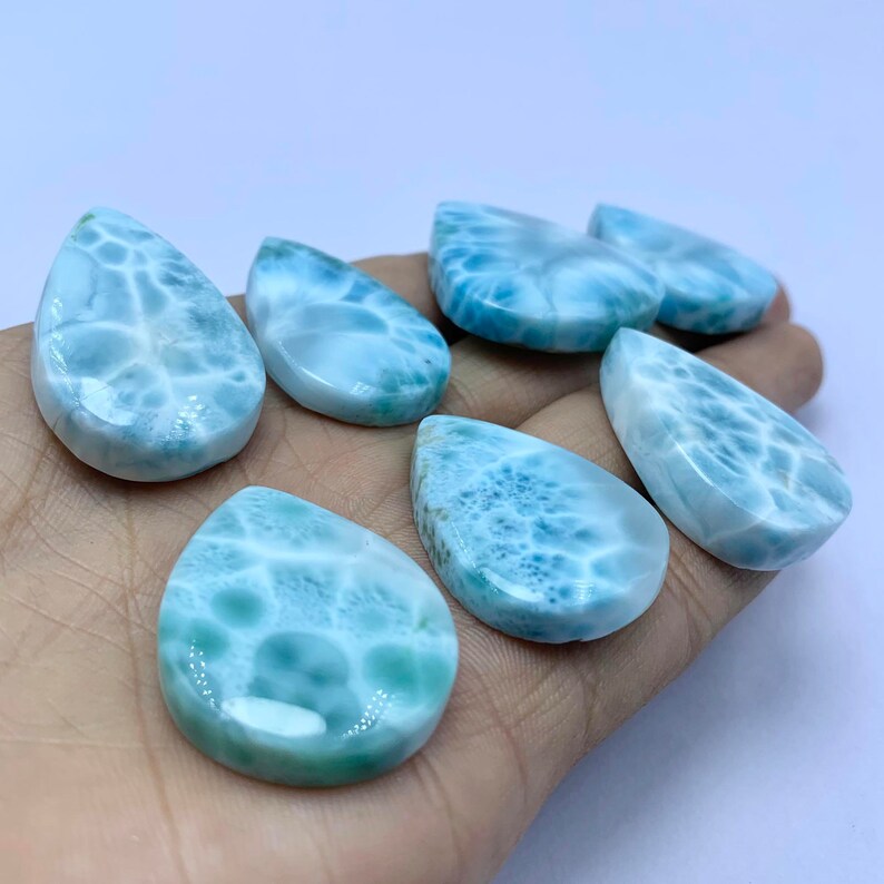 Pear Shape Big Larimar Cabochon, AAA Top Quality Cabochon, Blue Color Larimar Cabochon Gemstone, Dominican Republic Larimar Loose Gemstone image 3