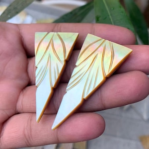 Pares de tallado de nácar, piedra preciosa de nácar, fabricación de joyas, cabujón hecho a mano, venta al por mayor, par a juego de piedra preciosa de cabujón de perla