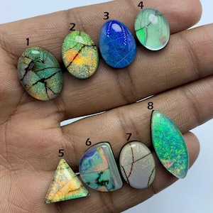 Cabochon di opale monarca di alta qualità, pietra preziosa sfusa, pietra preziosa di opale monarca di forma mista, cabochon di opale australiano doppietto, per realizzare pendenti
