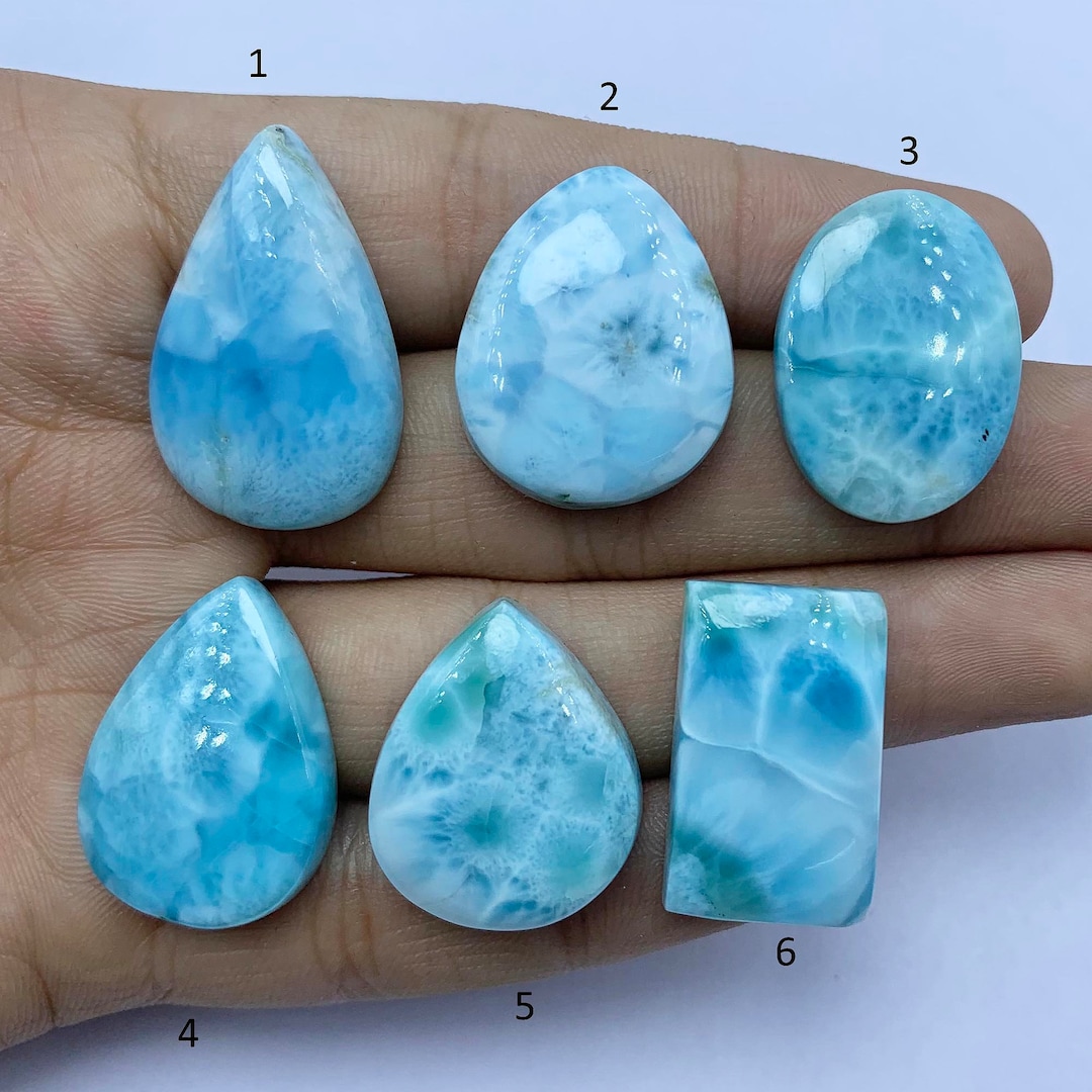 Blue Color Larimar Cabochon, Natural Larimar Cabochon, Larimar Cabochon ...