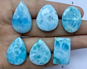 Blue Color Larimar Cabochon, Natural Larimar Cabochon, Larimar Cabochon Gemstone, Dominican Republic Larimar Loose Gemstone Use For Jewelry