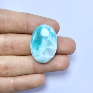 Natural Larimar Cabochon Gemstone, Blue Larimar Loose Gemstone, Handmade Cabochon Palam Flat Back Gemstone, Use For Making Jewelry 28x19x6 MM 6.80 GM