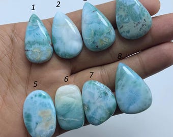 Natural Larimar Cabochon, Larimar Loose Cabochon, Flat Back Gemstone, Bio Color Larimar Cabochon, Dominican Republic Larimar Cabochons