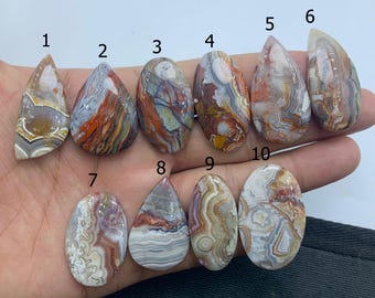 Natural Crazy Lace Agate Cabochon, Red & White Loose Gemstone