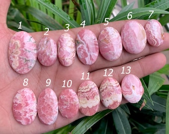 Natural Pink Rhodochrosite Cabochon, Loose Oval Gemstone